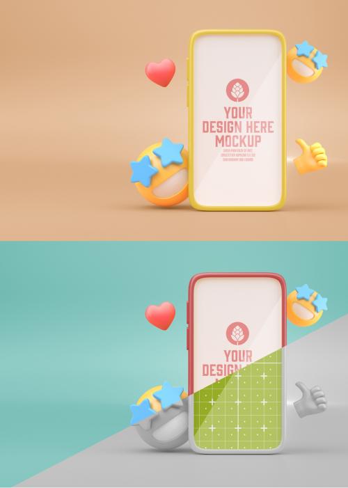 3D Mobile with Emojis Mockup