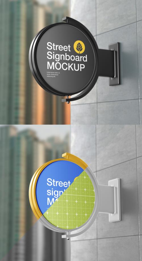 Signboard Wall Scene Mockup