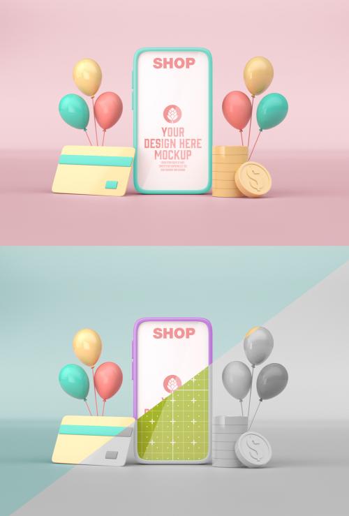 3D Online Shopping with Mobile Mockup