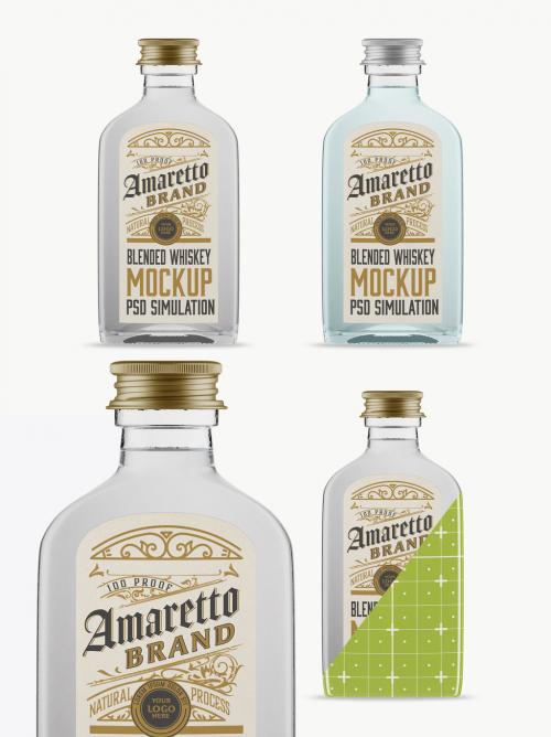 Clear Liquor Glass Bottle Mockup