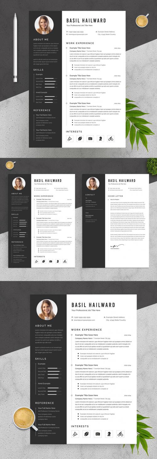 Resume Layout with Black Sidebar