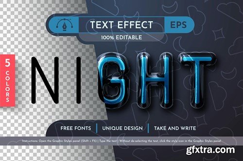 5 Night Glass Editable Text Effects PHWZKFC