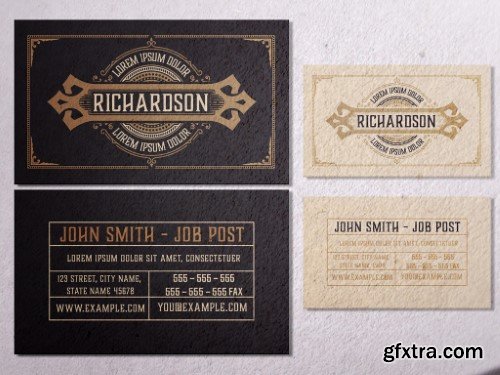 Vintage Business Card Layout with Ornaments