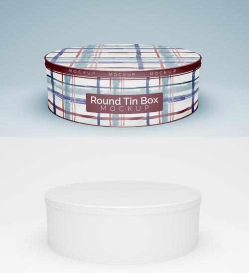 Closed Round Tin Box Mockup