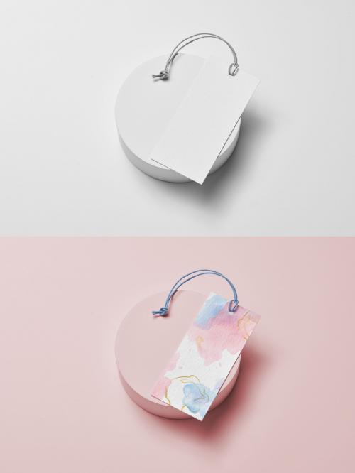 Swing Tag Mockup on a Pedestal