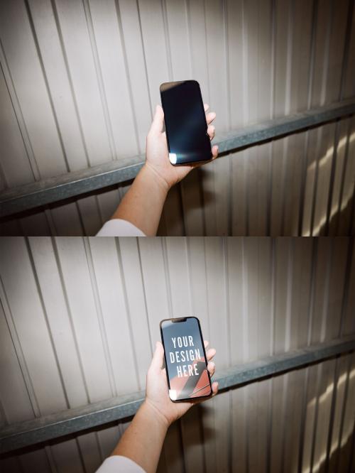 Mockup of a Smartphone Holded by Woman