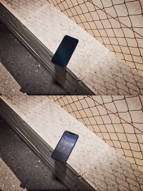 Smartphone Mockup on a Concrete Wall
