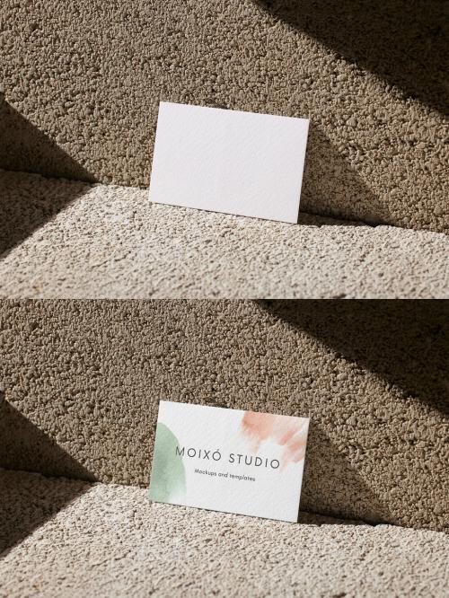 Mockup of a Business Card on a Concrete Wall