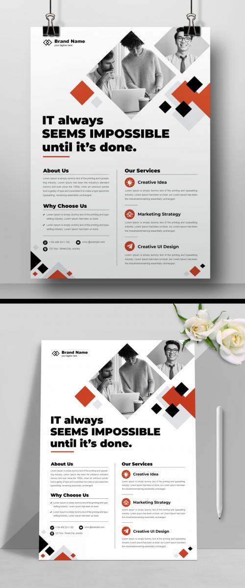 Corporate Flyer Layout with Red Accents