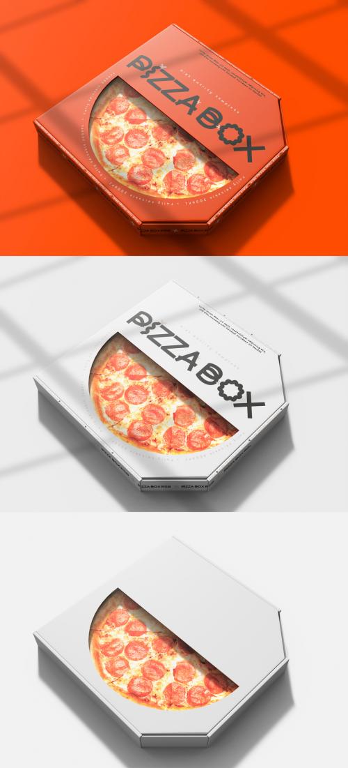 3D Pizza Box Mockup with Window