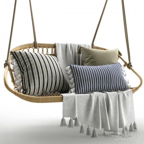 Hanging Rattan Bench Serena & Lily