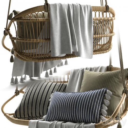 Hanging Rattan Bench Serena & Lily