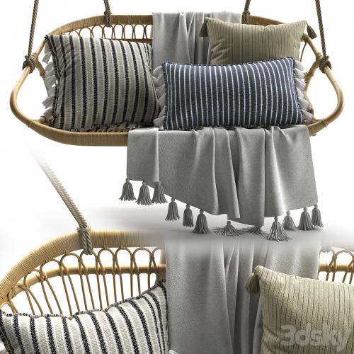 Hanging Rattan Bench Serena & Lily