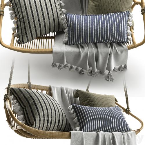 Hanging Rattan Bench Serena & Lily