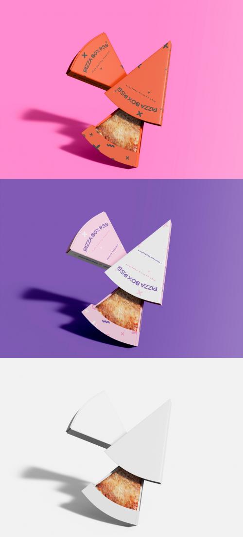 3D Levitating Triangle Pizza Slice Box Mockup