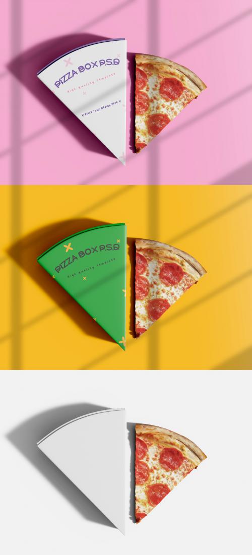 3D Triangle Pizza Slice Box Mockup