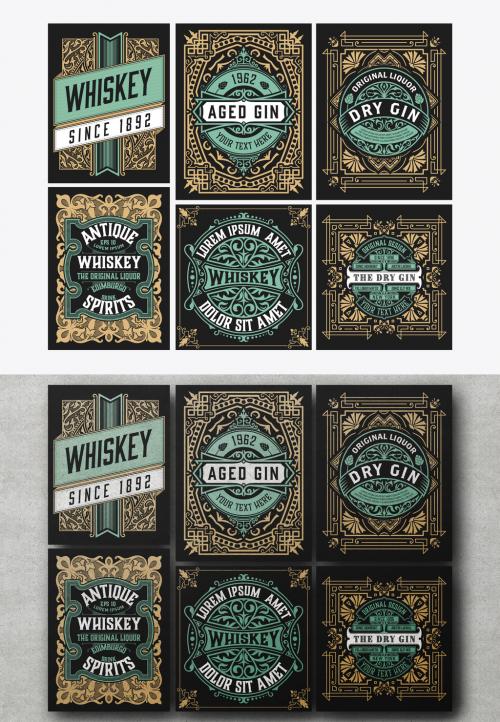 Set of 6 Vintage Labels for Packing