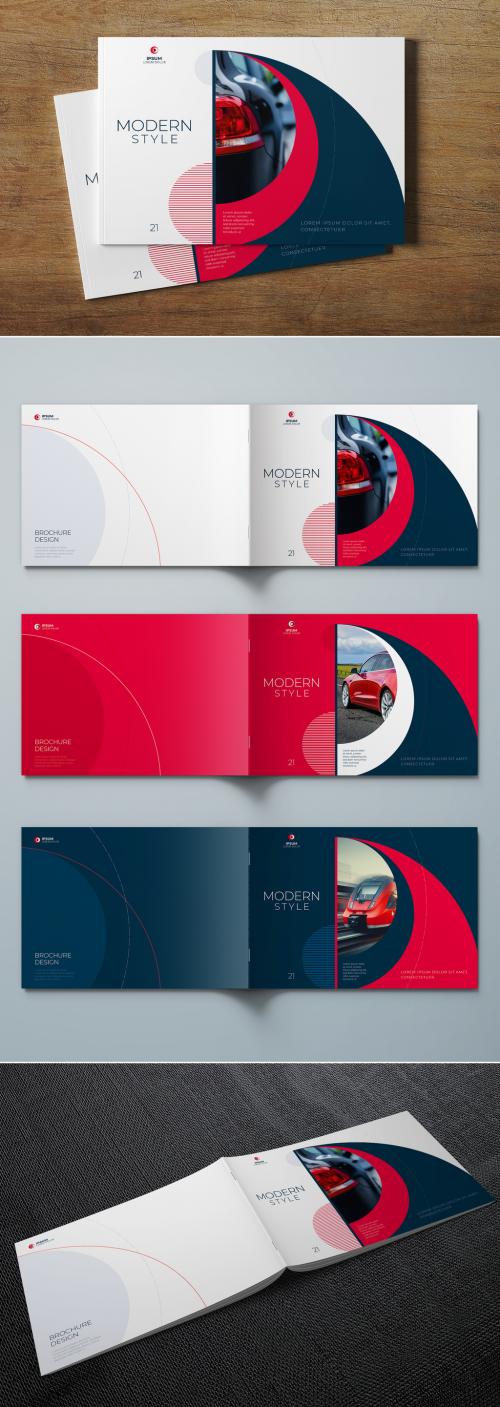 Business Landscape Cover Layout with Color Circle Element