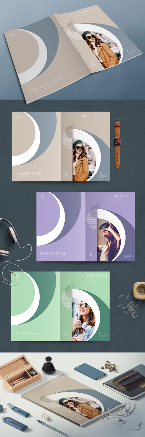 Business Report Cover Layout Set with Light Circle Element