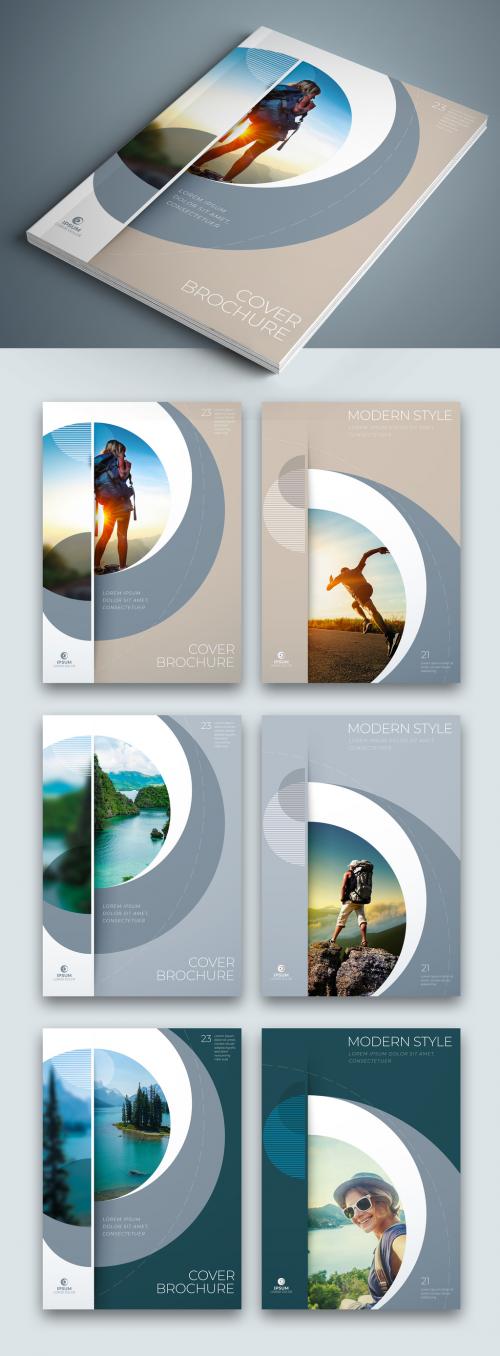 Business Report Cover Layout Set with Soft Color Circle Elements