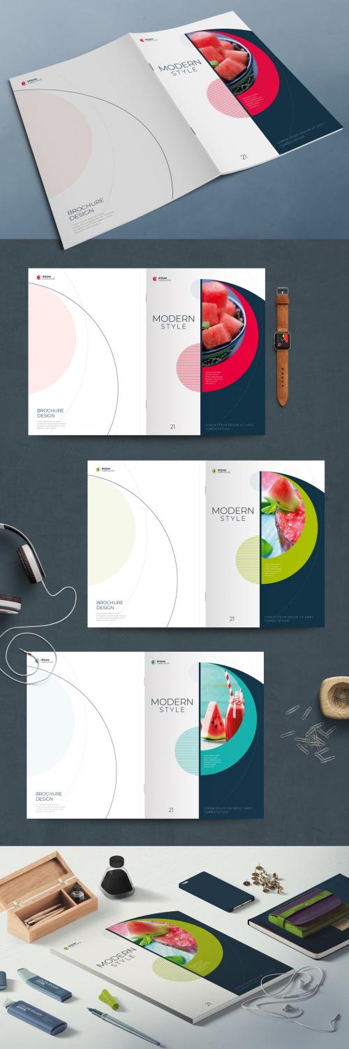 Business Report Cover Layout Set with Circle Elements