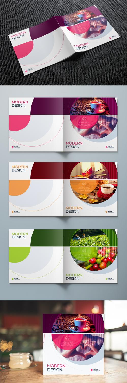 Square Business Cover Layout Set with Color Circle Element