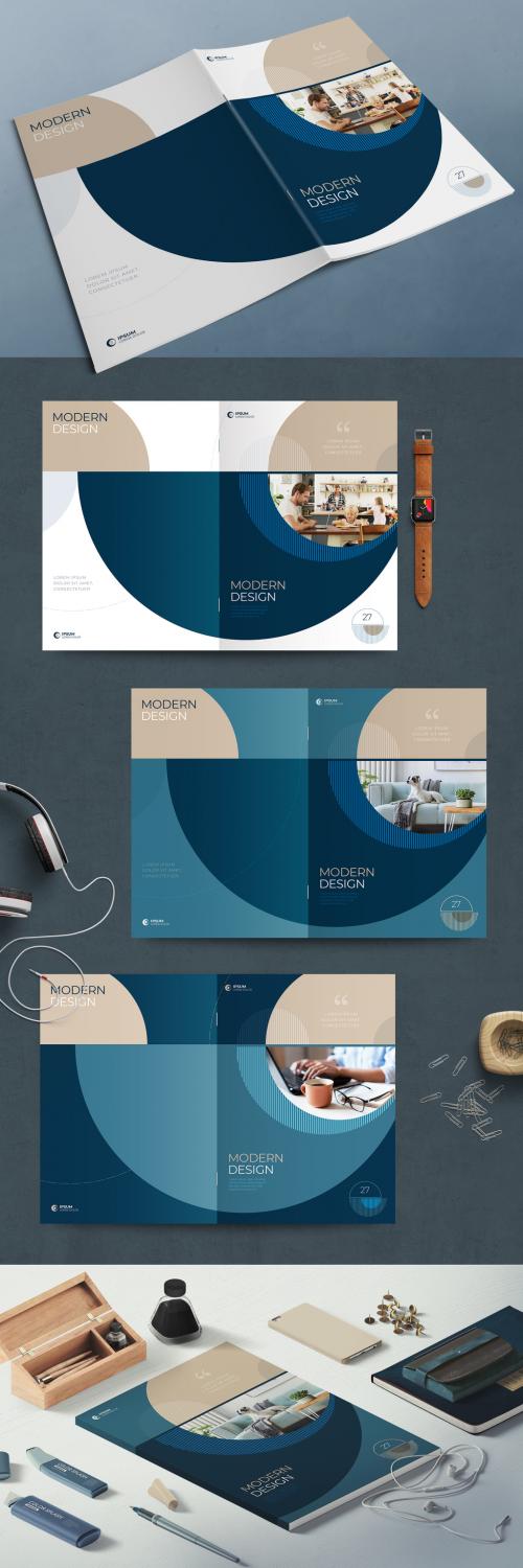 Cover Report Layout Set with Beige Circle Element