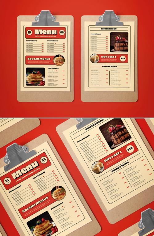 Cream Retro Food Menu Layout