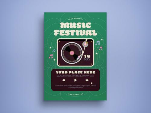 Green Retro Music Flyer Layout