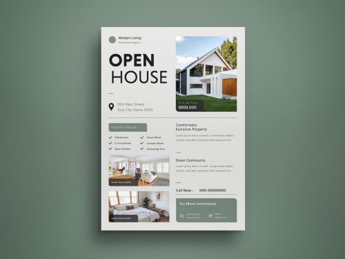 Grey Modern Layout Real Estate Flyer Layout