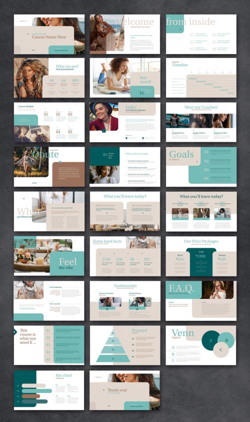 Online Course Presentation for Coaches with Beige and Turquoise Accents