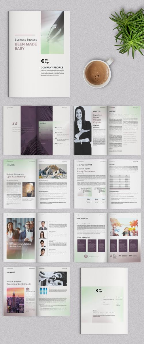 Corporate Company Profile with Purple and Green Gradient