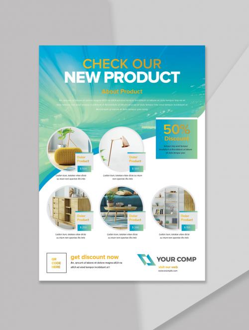 Product Flyer Layout with Gradient Blue Color