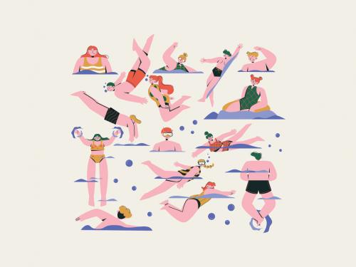 People Swimming Illustrations