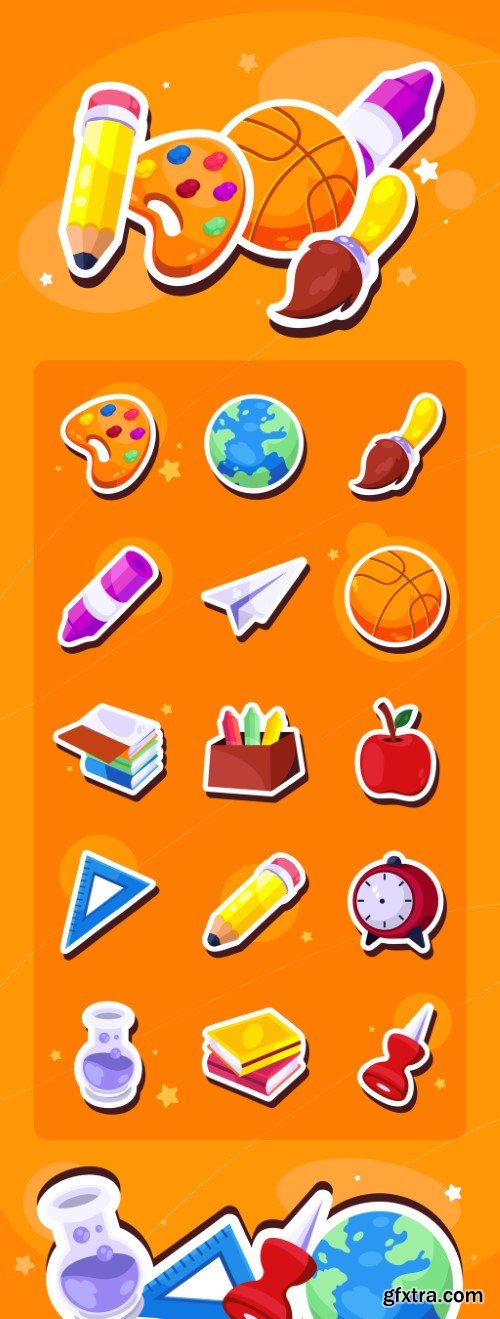 School Items Sticker Sets