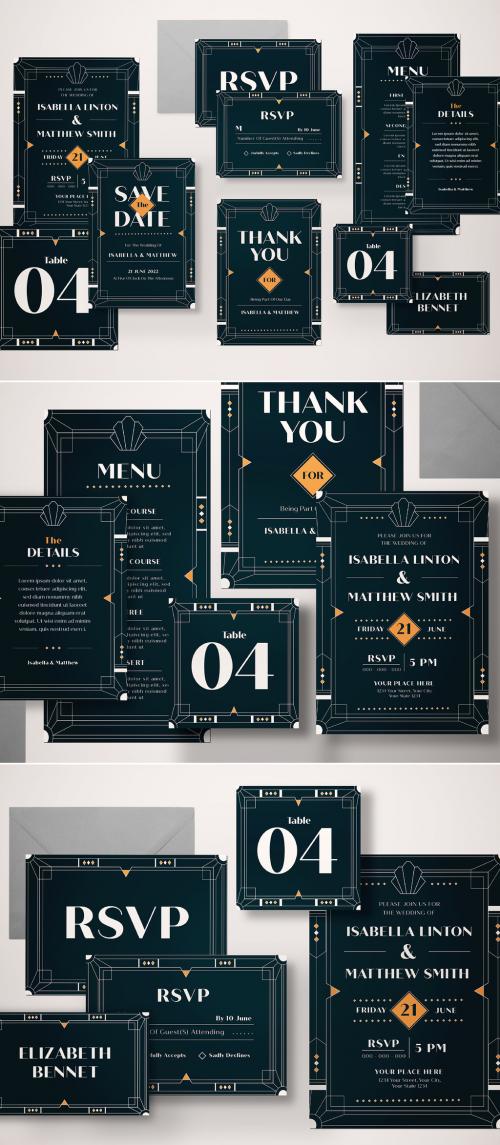 Wedding Invitation Set (Art Deco Theme) Layout