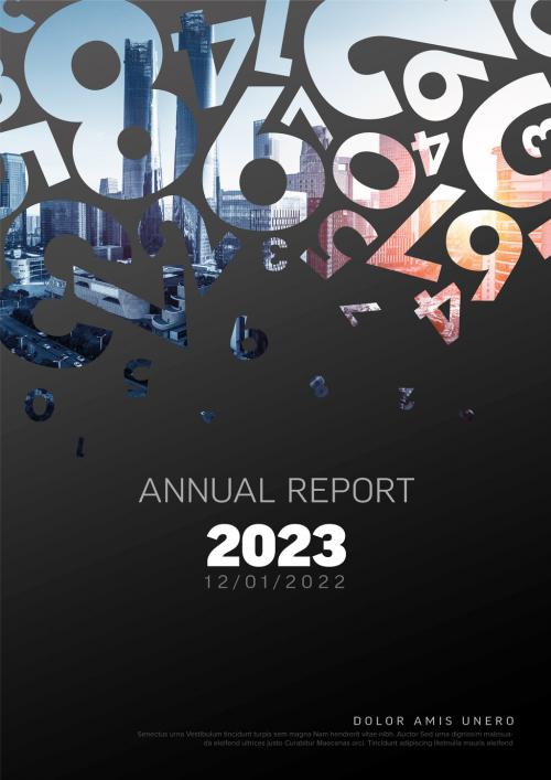 Dark Gray Annual Report Front Cover Page Template with Circles