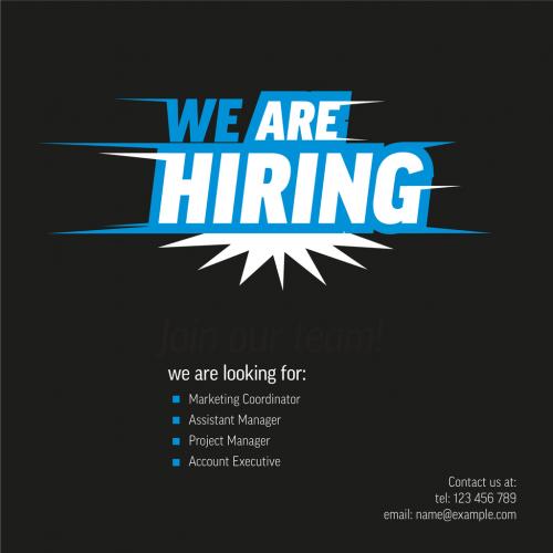 We Are Hiring Dark Minimalistic Flyer Template with Big Text