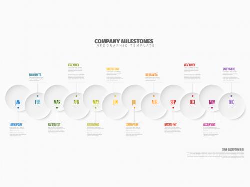 Infographic Full Year Timeline Template with Light Circle Elements