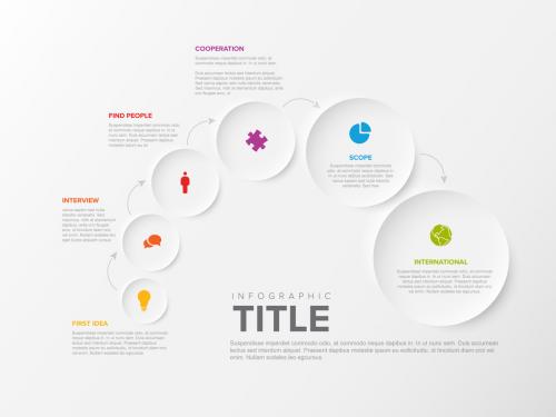 Simple Infographic with Six Circles and Small Icon Elements