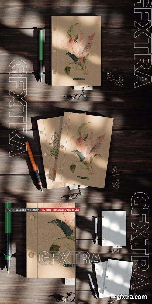 Kraft Screw Binding Notebook Mockup H7WQHY4