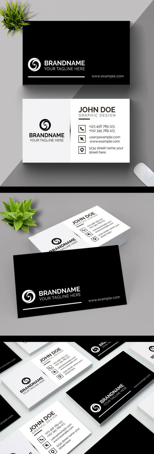 Black and White Minimalist Business Card Layout