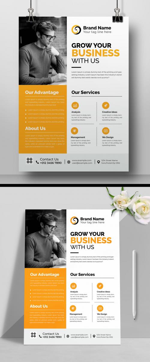 Business Flyer Layout with Yellow and Black Accents