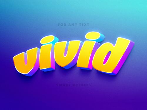 Vivid 3D Cartoon Text Effect Mockup