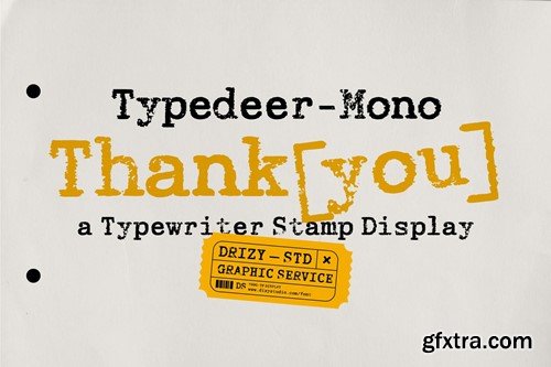 TypedeerMono - Typewriter Stamp Display Font D56SCTZ