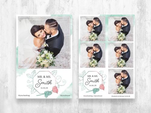 Watercolor Mint Green Photo Card Layout