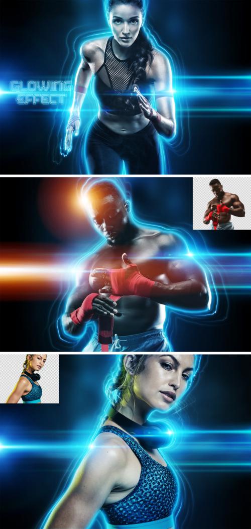 Glowing Edge Portrait Photo Effect Mockup