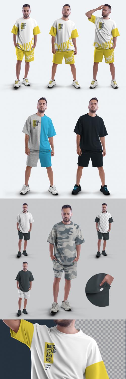 3 Mockups Oversize T-Shirt and Shorts Kit