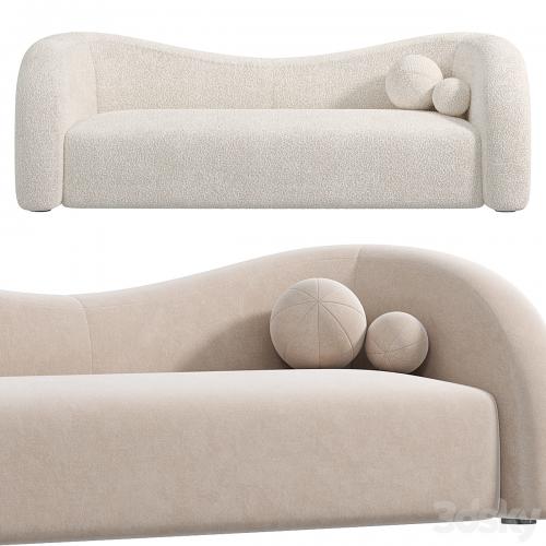 Boucle Upholstered Curved 2 Seater Sofa for Living Room