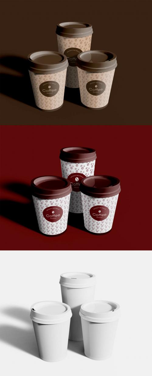 Three Coffee Cups Mockup